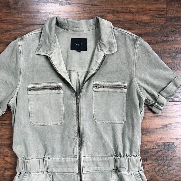 Rails • Effie Utility Romper shortalls playsuit Seagrass sage green twill zip - Picture 5 of 12